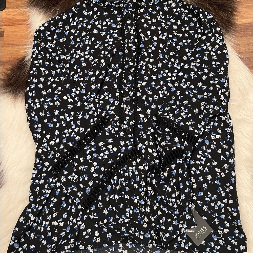 Jones New York Black Floral Women's Top size S